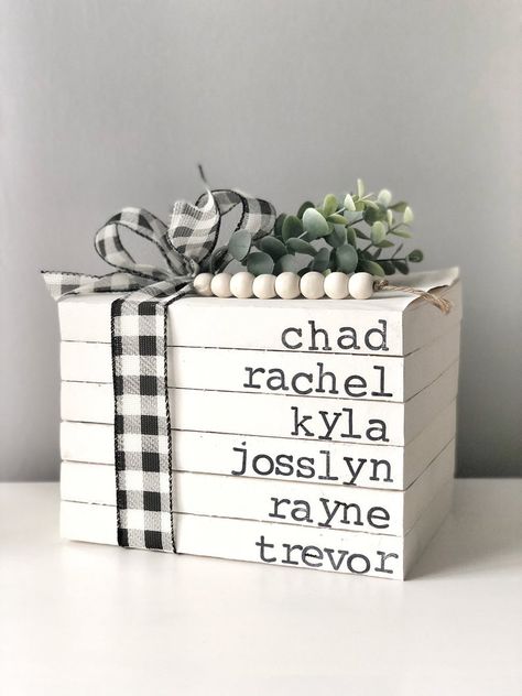 Stamped Books, Name Decor, Farmhouse Books, Book Stamp, Faith Gifts, Card Files, Anniversary Dates, Custom Book, Be Natural