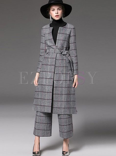 Dress Coat Outfit, Women Education, Woman Suit Fashion, Coat Pocket, Woolen Coat, Coat Outfits, Suit Fashion, Straight Pants, Womens Fashion Trends