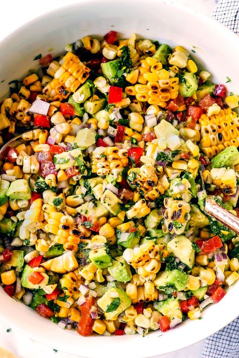 Avocado And Corn Salsa Recipe, Corn Avocado Salsa Recipe, Corn And Avocado Salsa Recipe, Grilled Corn Salsa Recipe, Corn Salsa Dip, Avocado Corn Salsa, Grilled Corn Salsa, Avocado Salsa Recipe, Corn Salsa Recipe