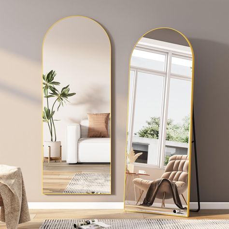 PRICES MAY VARY. 【Vintage Arch Full Length Mirror】The floor length mirror is 65 inches length and 24 inches width, large enough for you to see your entire figure in a single glance. The vintage arch design adds a unique artistic touch to the mirror, bring a different beauty to your room. 【Shatterproof Tempered Glass】Aqoiiop full body mirror is made of explosion-proof film, coating layer, copper layer film, glass interlayer, HD glass made of high-quality tempered glass, which is 5 times stronger Full Length Mirror With Stand, Arched Full Length Mirror, Arched Floor Mirror, Full Length Mirror Stand, Floor Length Mirror, Long Mirror, Freestanding Mirrors, Mirror Wall Bedroom, Full Body Mirror