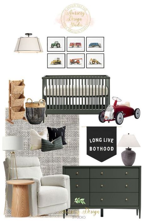 THEODORE NURSERY (1) Baby Boy Nursery Mood Board, Unique Baby Boy Nursery Themes, Organization Kids Room, Chase Matthew, Garage Nursery, Baby Boy Nursery Room Ideas, Wallpaper Baby Room, Organization Nursery, Baby Tate