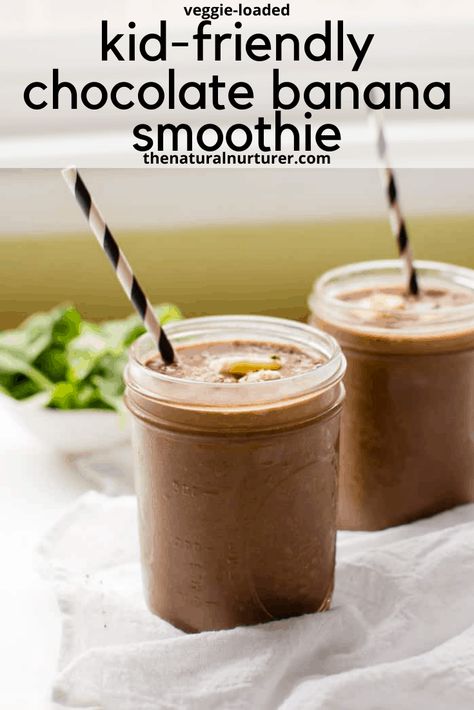 This chocolate smoothie is healthy, easy and super kid-friendly! Naturally sweetened with bananas and loaded with veggies, this is the perfect healthy breakfast recipe and snack! Protein Rich Smoothies, Kid Friendly Smoothies, Healthy Chocolate Smoothie, Healthy Chocolate Banana, Chocolate Smoothie Recipes, Toddler Smoothies, Apricot Smoothie, Chocolate Banana Smoothie, Veggie Smoothies