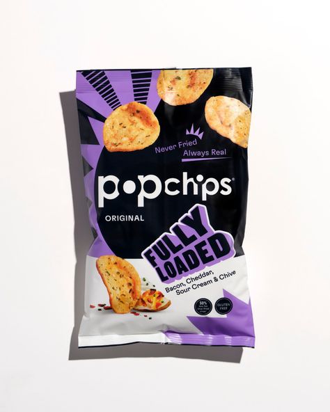 Popchips Unveils Bold New Packaging and Launches Drool-Worthy Flavors | Dieline - Design, Branding & Packaging Inspiration Organic Food Packaging, Organic Chips, Fried Potato Chips, Chip Packaging, Packaging Snack, Packaging System, Fried Potato, Snack Brands, Nut Snacks