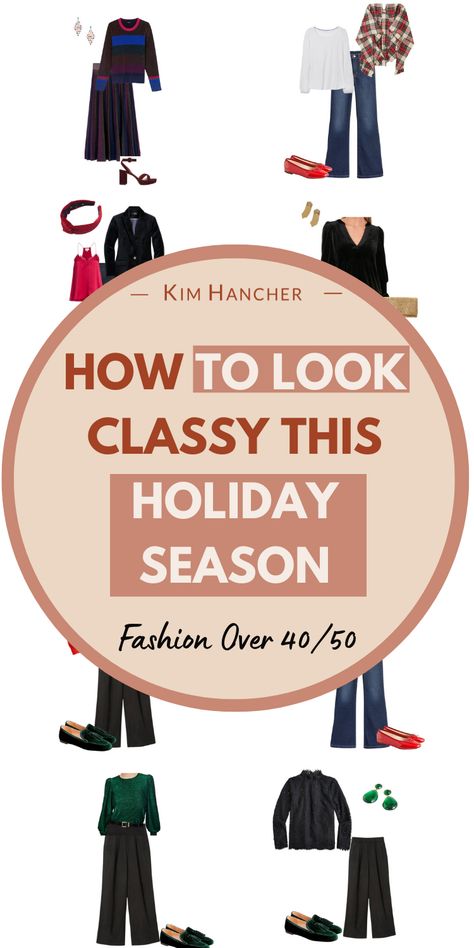 Learn how to create holiday outfits for women over 50 so you can look and feel the best this season. From using jeans as the base of the outfit to full blown holiday outfits using dresses and suits, learn how to find simple ways to create chic, casual and sophisticated holiday looks! Casual Christmas Lunch Outfit, Holiday Outfits With Jeans, Minimalist Holiday Outfit, Christmas Outfit For Women Over 50, Holiday Dinner Outfit Casual, Womens Holiday Outfits 2023, Easy Holiday Outfits, Casual Holiday Outfits 2023, Christmas Outfit Ideas For Women Casual Jeans