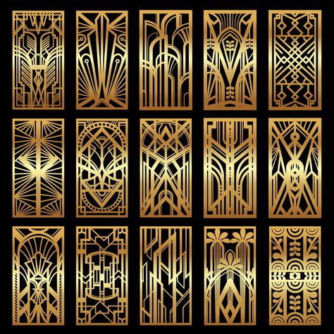 Art Deco Black And Gold, Art Deco Great Gatsby, Art Deco Wedding Arch, Great Gatsby Painting, Art Deco Designs, Art Deco Wedding Ideas, Art Deco Signage, Art Deco Packaging, Art Deco Architecture Interior