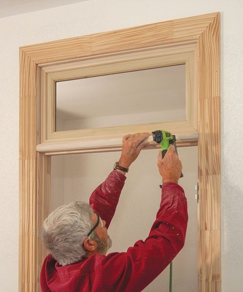 Build a Transom Above a Stock Door - Fine Homebuilding Window Above Door, Diy Garage Door Makeover, Fine Homebuilding, Garage Door Insulation, Craftsman Door, Garage Door Makeover, Diy Garage Door, Door Molding, Door Insulation