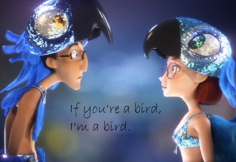 If you're a bird, I'm a bird. Rio/The Notebook Rio Linda, Rio 2011, Rio Movie, Desenho Tom E Jerry, Rodrigo Santoro, Leslie Mann, Blue Sky Studios, Bird Costume, Cute Couple Halloween Costumes