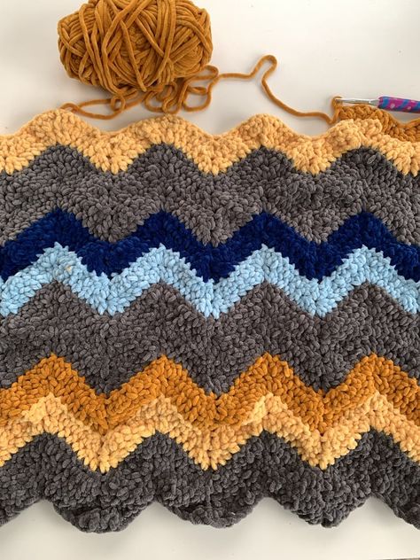 Wavelength Crochet Blanket, Chunky Chevron Crochet Blanket, Crochet Patterns For Chenille Yarn, Crochet Chenille Blanket Free Pattern, Chenille Baby Blanket Crochet, Crochet With Chenille Yarn, Wavy Crochet Blanket, Chenille Yarn Crochet Patterns Free, Chenille Crochet Patterns Free