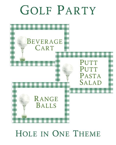 Golf Themed Party. Hole in One Birthday Party. First Birthday Party Theme. Green Gingham Food Cards. Golf Par-tee. Birthday Party. Buffet. - Etsy Master Themed Birthday Party, Golf Theme One Year Old Party, Two Year Old Golf Party, Hole In One Themed Birthday, Boys Golf Birthday Party, Fore Golf Theme Birthday, Hole In One First Birthday Food, Golf Birthday Party Food, Mastered First Year Birthday Party Golf