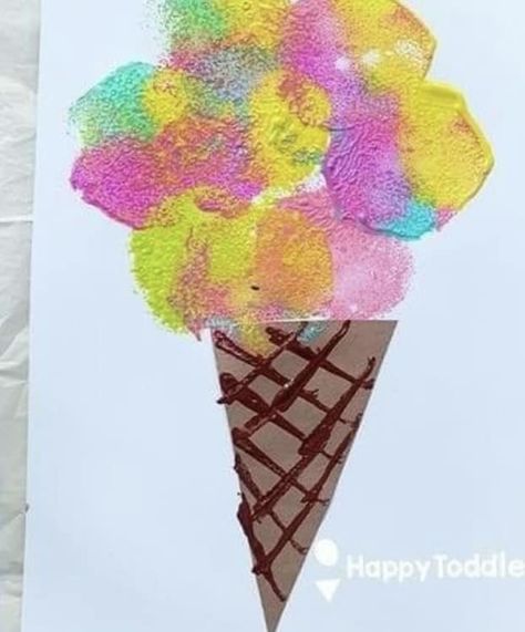 Fun idea! Sponge Painted Ice... - Mommy & Me Arts and Crafts | Facebook Easy Activities For Toddlers, Summer Preschool Crafts, Ice Cream Crafts, Circus Crafts, Summer Arts And Crafts, Sunflower Crafts, Art Activities For Toddlers, Preschool Craft, Toddler Art Projects