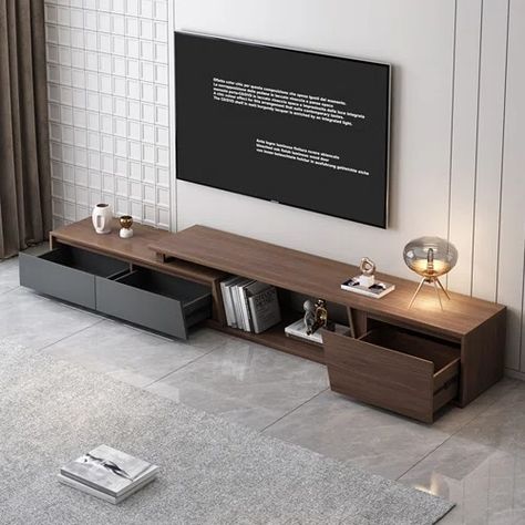 Wrought Studio Ilsebeau TV Stand for TVs up to 88" | Wayfair Long Tv Stand, Tv Stand Wayfair, Tv Room Design, Tv Stands And Entertainment Centers, Entertainment Centers, Tv Stands, Tv Room, Tv Unit, Tv Wall