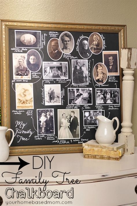 Family Tree Chalkboard Family History Crafts, Family Tree Ideas, Family Tree Art, Family Tree Project, Tree Project, Old Family Photos, Reunion Ideas, Family Heritage, Family Trees