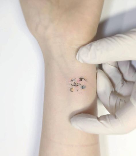 Universe Tattoo, Shape Tattoo, Muster Tattoos, Inspiration Tattoos, Парные Тату, Star Tattoo, Small Wrist Tattoos, Subtle Tattoos, 문신 디자인