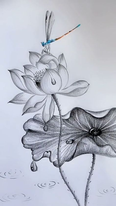 Dragon Tattoo Ideas, Abstract Pencil Drawings, Painting Flowers Tutorial, Painting Fashion, Flower Drawing Tutorials, Nature Art Drawings, Instagram Painting, Lotus Art, Cool Pencil Drawings