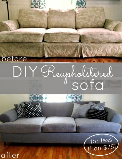 DIY Sofa Reupholster Couch Reupholster, Reupholster Couch Diy, Diy Couch Cushions, Reupholster Couch, Diy Sofa Cover, Sofa Reupholstered, Couch Makeover, Cheap Couch, Sofa Makeover