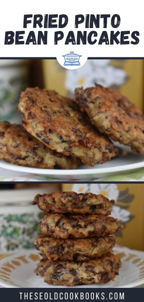 Leftover Brown Bean Recipes, Bean Patty Recipes, Bean Patties Vegan, Refried Bean Patties, Unusual Casseroles, Bean Cakes Recipe Pinto, Vegetarian Pinto Beans, Pinto Bean Recipes Vegetarian, Fried Beans Recipe