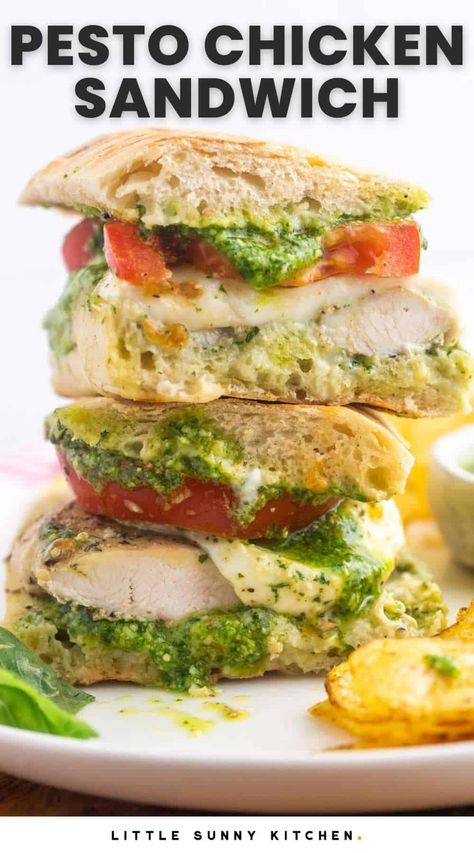 Make amazing Chicken Pesto Sandwiches that are just like you'd pay top dollar for at a cafe. Tender chicken is topped with melty cheese, tomatoes, and fresh basil pesto on ciabatta bread. Chicken On Ciabatta Bread, Chicken Pesto Focaccia Sandwich, Basil Pesto Chicken Sandwich, Sandwiches On Ciabatta Bread, Chicken And Pesto Sandwich, Chicken Chibata Sandwich, Ciabatta Sandwich Recipes Chicken, Ciabatta Bread Recipe Sandwiches, Chicken Ciabatta Sandwich