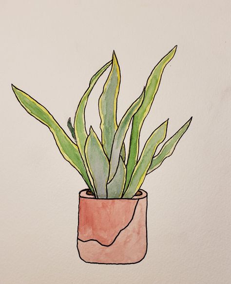 Plant In A Pot Drawing, Easy Plant Drawings, Plant Pot Drawing, Flower Pot Drawing, Coasters Ideas, Womens Faces, Houseplant Art, Beach Wall Collage, Pencil Drawings For Beginners