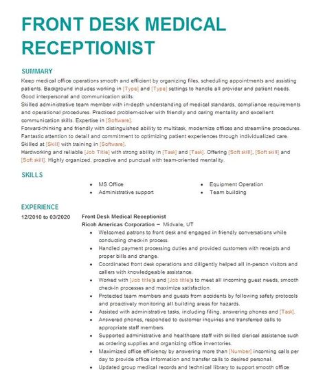 Medical Receptionist Resume Example, Medical Receptionist Resume, Medical Receptionist Aesthetic, Receptionist Resume Example, 2023 Resume, Office Assistant Resume, Receptionist Resume, Medical Practice Management, Medical Receptionist