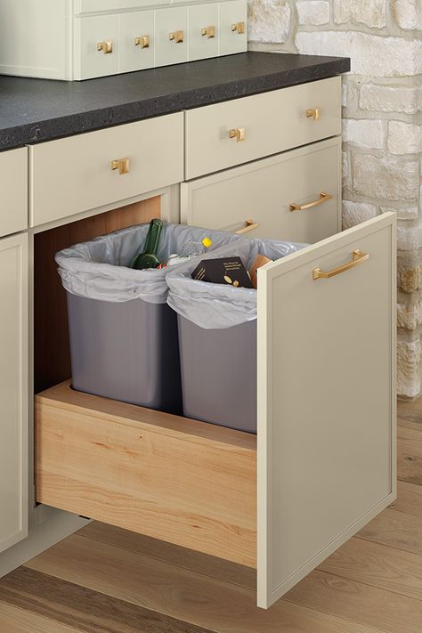 Under Counter Trash And Recycling, Garbage Cans In Kitchen, Double Trash Can, Pull Out Trash Cans, Pull Out Cabinet, Single Cabinet, Garbage Recycling, Inside Cabinets, Kitchen Dimensions