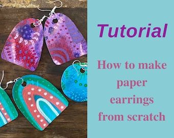 View Earrings by AnnaJustArt on Etsy Earrings Tutorial, Shape Templates, Art Promotion, Paper Earrings, Funky Earrings, Silk Scarf Painting, Make Paper, Paper Jewelry, Earring Tutorial