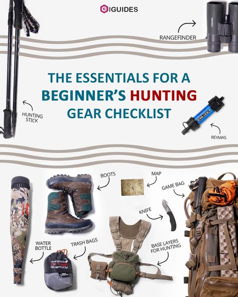 The Essentials for a Beginner’s Hunting Gear Checklist Hunting Backpack Checklist, Moose Hunting Gear, Deer Hunting Essentials, Archery Elk Hunting, Womens Hunting Gear, Hunting Essentials, Moose Hunting, Hunting Backpacks, Hunting Tools