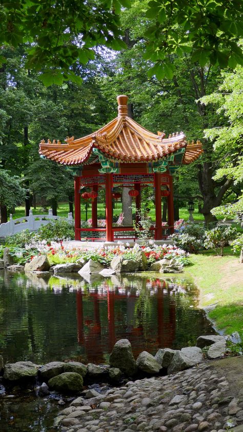 Chinese Gardens, Lazienki Park, Warsaw, Poland Mulan Bedroom, Chinese Architecture Traditional, Chinese Garden Design, Chinese Tree, Chinese Places, Chinese Courtyard, Chinese Palace, China Garden, Chinese House