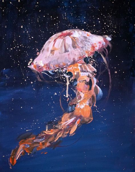 Underwater Jellyfish, Sea Creatures Art, Jellyfish Painting, Ocean Underwater, Underwater Painting, Jellyfish Art, Underwater Art, Mirror Painting, Ap Art