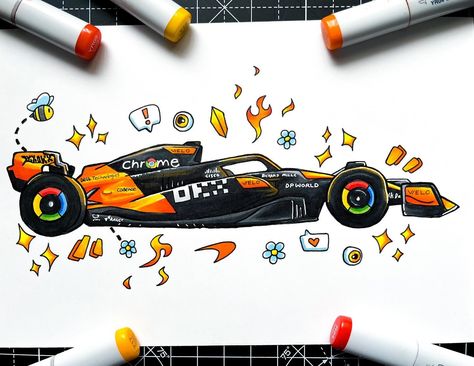 MCL38 🏎️✨🟠 - I had to restart this one twice because I kept messing up the proportions 💀 I was stuck whether to add the small doodles around the car or to just leave it as it was, but I think they are a nice touch so I’m happy I did that :) - @mclaren @landonorris @oscarpiastri - - #art #artist #drawing #traditionalart #illustration #doodle #doodleart #vexx #gawx #cartoonart #formula1 #f1 #mclaren #mcl38 #f1fanart #formula1fanart #landonorris #oscarpiastri Formula 1 Doodle, Mclaren Drawing F1, F1 Car Illustration, F1 Car Doodle, Formula One Car Drawing, F1 Cars Drawing, F1 Art Paintings, Formula One Drawing, Mr Doodle Art