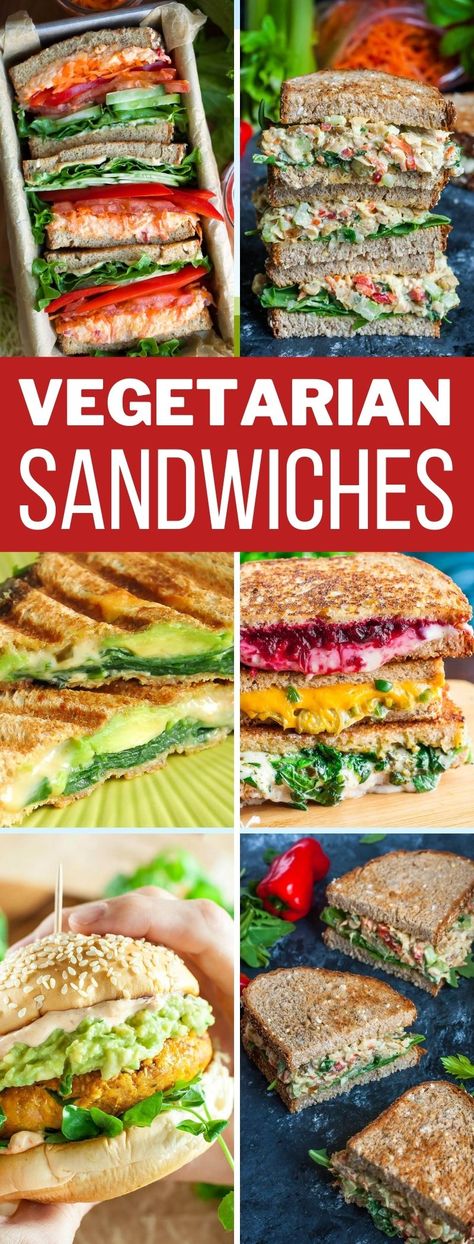 collage of vegetarian sandwiches Healthy Vegetarian Sandwiches, Cold Sandwich Ideas, Vegetarian Sandwich Fillings, Vegetarian Lunch Ideas For Work, Best Vegetarian Sandwiches, Vegetarian Sandwiches, Vegetarian Sandwich Recipes, Veg Sandwich, Sandwiches Recipes