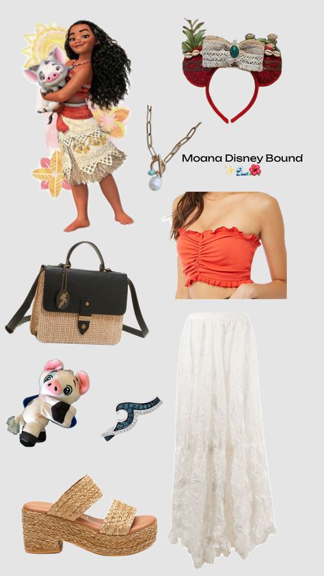 Moana Disney Outfit 🌊✨🌺 Moana Disneybound, Moana Halloween Costume, Moana Cosplay, Disney Princess Inspired Outfits, Outer Banks Outfits, Disney Park Outfit, Disney Character Outfits, Disney Bound Outfits Casual, Princess Inspired Outfits