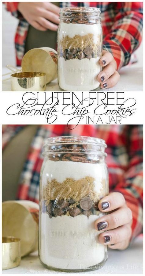 Mason Jar Cookie Recipes, Cookie Jar Gifts, Cookies In A Jar, Christmas Cookie Recipes Holiday, Gluten Free Cookie, Gluten Free Gifts, Mason Jar Cookies, Desserts Cookies, Gluten Free Holiday