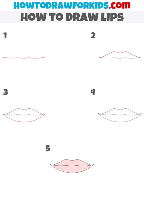 how to draw lips step by step How To Draw Lips Step By Step Easy, How To Draw A Mouth Step By Step, How To Draw Lips Easy, How To Draw Lips Step By Step, Lips Drawing Step By Step, Draw Lips Step By Step, Lips Step By Step, Art Steps, How To Draw Lips