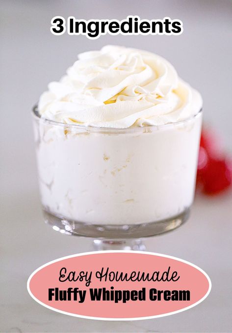 Ultimate Fluffy Homemade Whipped Cream Half And Half Whipped Cream Recipe, How To Make Homemade Whip Cream, Whipped Heavy Cream, Cool Whip Homemade, Easy Whip Cream Recipe, Whipped Cream From Heavy Whipping Cream, How To Make Cool Whip With Heavy Cream, Quick Whipped Cream, How To Make Homemade Cool Whip