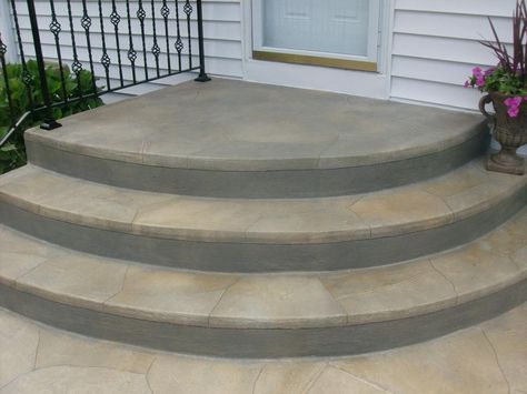 Concrete Front Steps, Back Door Entrance, Concrete Front Porch, Paver Steps, Patio Stairs, Front Porch Steps, Front Door Steps, Concrete Stepping Stones, Concrete Patios