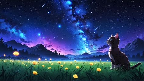 Studio ghibli, anime wallpaper, wallpaper HD, aesthetic background, anime style, beautiful, cat, flowers, galaxy, space, kitten Cute Galaxy Wallpaper Laptop, Galaxy Wallpaper For Laptop, Galaxy Wallpaper Laptop, Ghibli Anime Wallpaper, Studio Ghibli Anime, Hd Aesthetic, The Milky Way Galaxy, Ghibli Anime, Background Anime