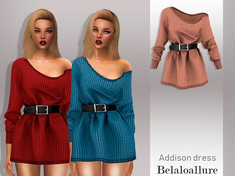 belal1997's Belaloallure_Addison Dress Sims 4 Cc Dresses Casual, Sims4 Clothing, Pelo Sims, Clothing Female, Sims 4 Dresses, The Sims 4 Download, Sims4 Clothes, Los Sims, Cc Sims