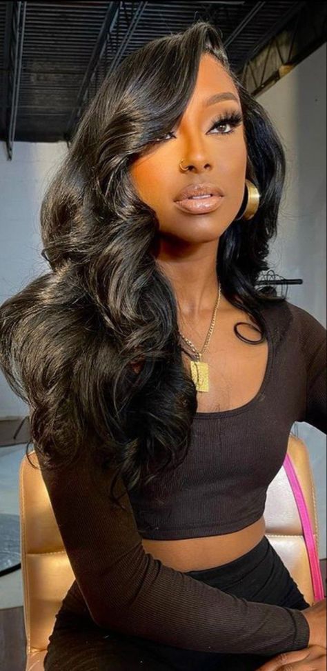 Hair Laid, Long Black Hair, American Woman, Hair Life, Baddie Hairstyles, Love Hair, Hair Dos, Long Black, Gorgeous Hair