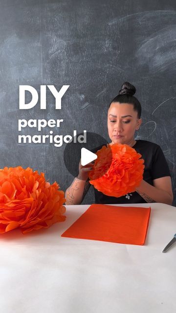 How To Make Marigolds With Tissue Paper, How To Make Mexican Paper Flowers, How To Make Mexican Flowers Tissue Paper, How To Make Paper Marigolds, How To Make Dia De Los Muertos Flowers, How To Make Marigold Flowers, How To Make Big Paper Flowers Diy, Diy Paper Marigolds, Diy Marigold Flowers Tissue Paper