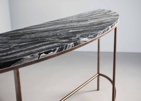 Console Table Hallway Modern Marble, Black Console Table With Marble Top, Silver River Marble, Black Marble Console, Black Metal And Marble Console Table, Marble Console, Marble Furniture, Marble Table Top, High Table