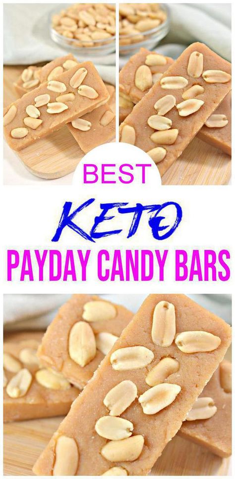 Payday Candy, Payday Candy Bar, Butter Candy, Low Carb Candy, Desserts Keto, Postre Keto, Peanut Butter Candy, Low Carb Peanut Butter, Keto Candy