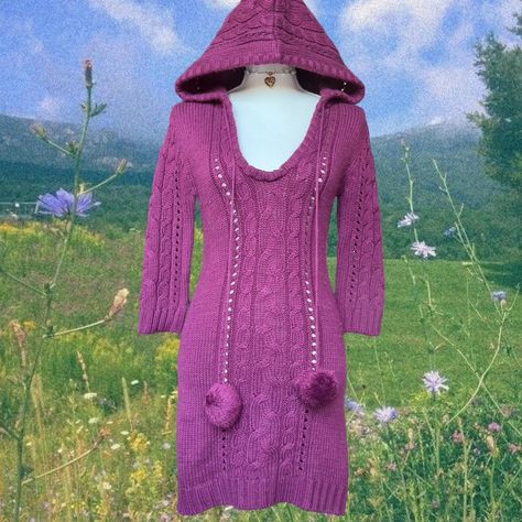 cable knit babydoll sweater dress ☽༓･*˚⁺‧͙ martin... - Depop Babydoll Sweater, Random Clothing, Oc Stuff, Burgundy Wine, Wine Color, Clothing Styles, Mean Girls, Fashion Sense, Cable Knit