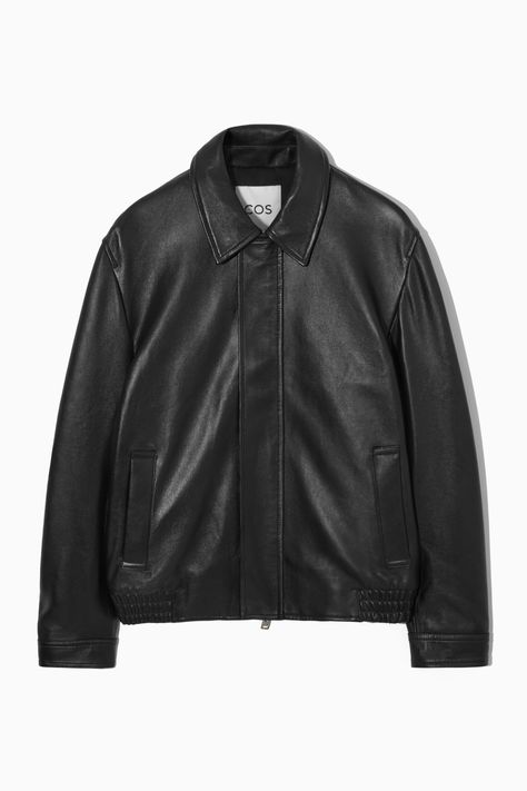 LEATHER JACKET - BLACK - COS Easy Going Out Outfits, Cos Man, Black Leather Jacket Men, Classic Leather Jacket, Men's Jackets, Men's Coats & Jackets, All The Way Up, Leather Jacket Black, Going Out Outfits