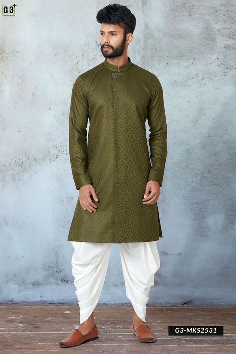 Mens Dhoti Kurta, Mens Wedding Kurta, Mens Designer Kurta, Pocket Shirt Design, Kurta Designs Men's, Pakistani Kurta Designs, Kurta With Dhoti, Short Kurtas, Kurta Pajama For Men