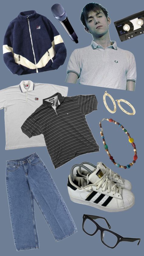 Damon starter-pack 😜 #damonalbarn #britpop #fashion #outfits #90sfashion Britpop Fashion, 90s Men Outfits, Football Casual Clothing, Outfits Retro, Downtown Outfits, Damon Albarn, Aesthetic Grunge Outfit, Outfit 90s, Men Stylish Dress