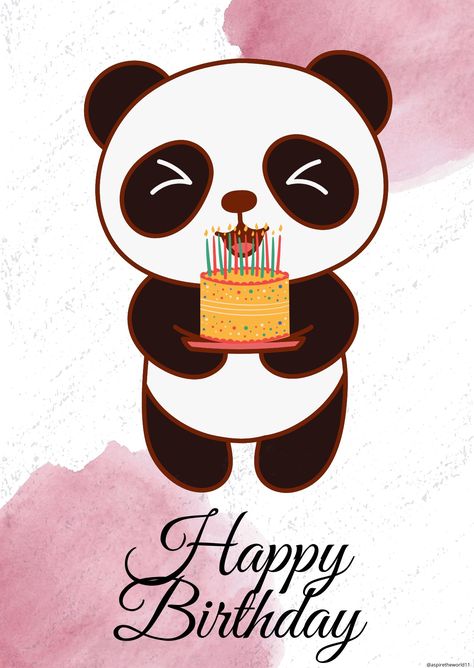 Send this birthday card to your loved ones. For more details mail us on aspiretheworld11@gmail.com. *No Charges* #birthdaycards #happybirthday #pandalove #panda Panda Birthday Wishes, Happy Birthday Panda Image, Birthday Card Ideas Panda, Panda Birthday Cards Handmade, Happy Birthday Art Illustrators, Panda Happy Birthday, Happy Birthday Panda, Panda Quotes, Panda Birthday Cards