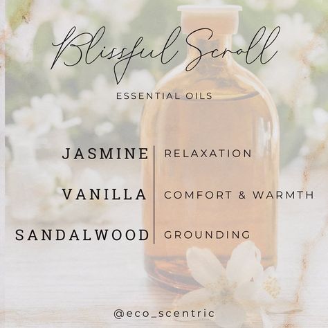 ⬇️For Printable Cards COMMENT: FLORAL SCENT⬇️ 🍃Blissful Scroll is an intoxicating floral scent made with natural ingredients. The essential oils in this scent blend are relaxing (Jasmine), warm and cozy(Vanilla), and grounding (sandalwood). It gives off spa or boutique vibes but works as a solid perfume if you like floral and earthy. . . #aromatic #scentblend #essentialoilsforthewin #jasmine #sandalwood #vanilla #blissful #blissfull #solidperfume #solidperfumes #scentedmemories #psychologyof... Essential Oil Blends With Jasmine, Jasmine Essential Oil Blends, Sandalwood Perfume, Diy Belt, Floral Essential Oils, Fragrance Oil Blends, Jasmine Essential Oil, Perfume Recipes, Sandalwood Essential Oil