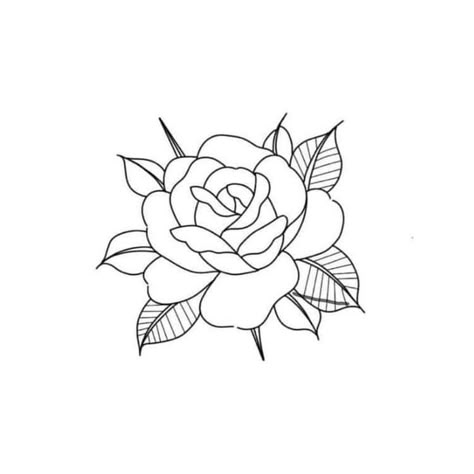 Rose Tattoo Outline, Rose Outline Drawing, Rose Outline Tattoo, American Traditional Rose, Traditional Rose Tattoo, Traditional Tattoo Outline, Rose Tattoo Stencil, Simple Rose Tattoo, Rose Outline