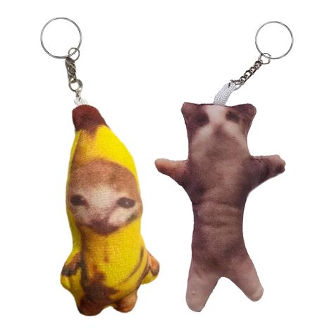 Bullet Points: Innovative Functionality: Our Banana Cat Keychain features a convenient metal hook that makes it ideal for pairing with keys, wallets, phones, and more. Use it to spice up your accessories Long-lasting PP: Crafted from PP cotton and metal, this Cat Key Chain provides excellent elasticity and resilience for reliable and adorable use. It won't easily fade or lose its shape, stays soft and comfortable to touch, Sound Design: Show your playful side with this Kitten Keychain. Press it to make a cute meowing sound that will brighten up your day. This keychain is more than just a decoration, it's a fun way to express yourself. Banana Cat Pattern: Elevate your key game with this playful Cat Keychains for Women sporting a whimsical design. Perfect for eccentric individuals who can't Cat Plush Keychain, Weird Keychains, Crying Sound, Funny Keychains, Banana Cat, Keychain Hook, Animal Keychain, Cool Keychains, Funny Keychain