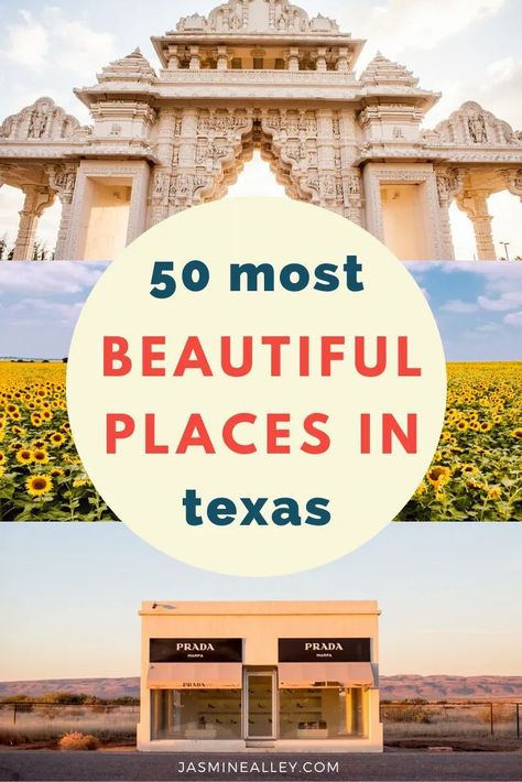 Here are the most beautiful places in Texas! You can add these 50 items to your Texas bucket list and start to plan a Texas road trip! From water holes and waterfalls to canyons and cool architecture, you won't want to miss these! I cover Dallas, Austin, San Antonio, and Houston as well as hidden gems and lesser-known towns. You'll be amazed at the beauty of Texas. So check out these spots and get to planning your Texas travels! #texas #america #travel #roadtrip #bucketlist Marfa Prada, Texas Travel Weekend Getaways, Texas Travel Guide, Explore Texas, Texas Adventure, Visit Texas, Texas Vacations, Texas Places, Texas Roadtrip